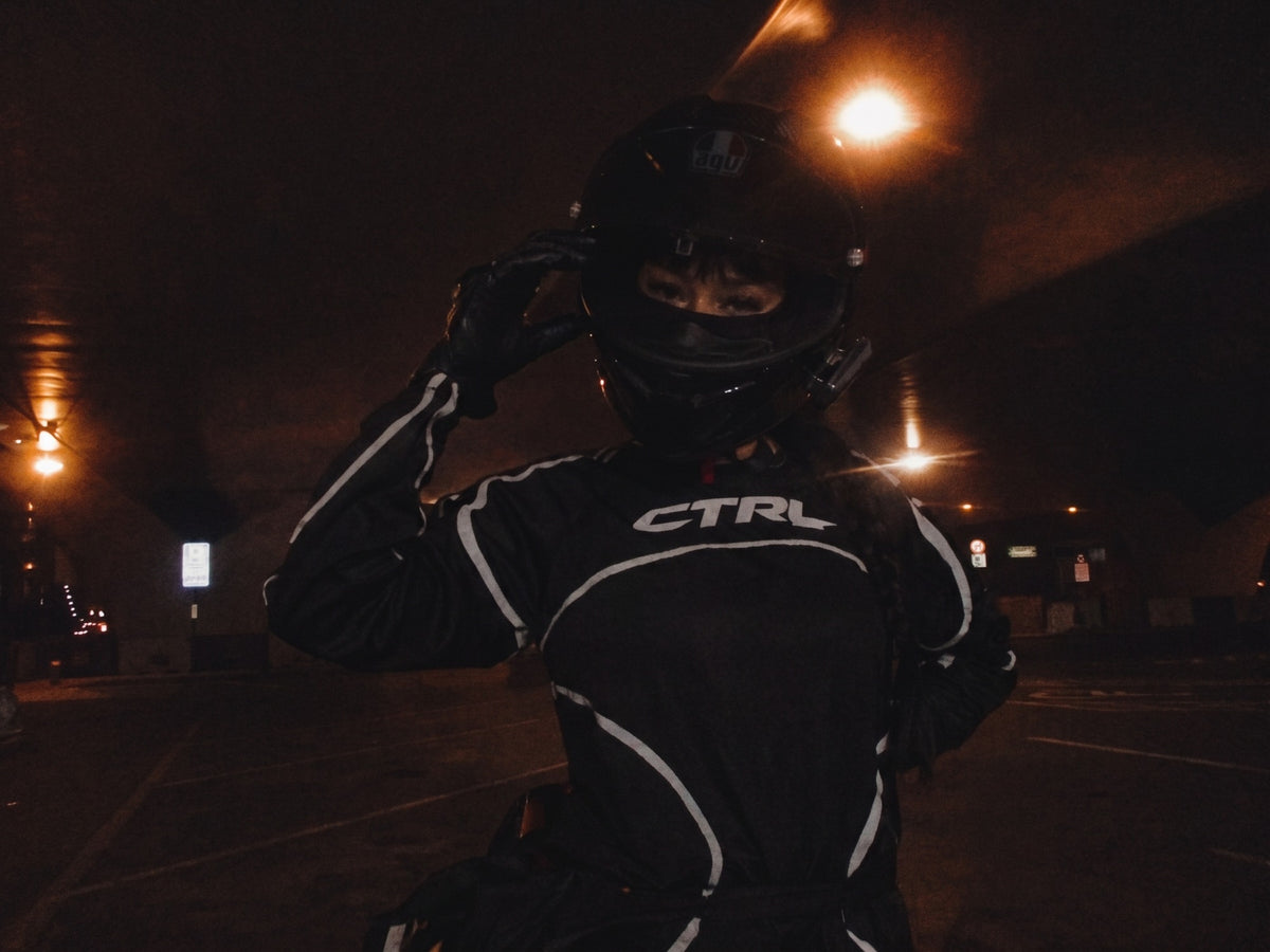 A CTRL jersey in normal light. The reflective parts look silver grey.